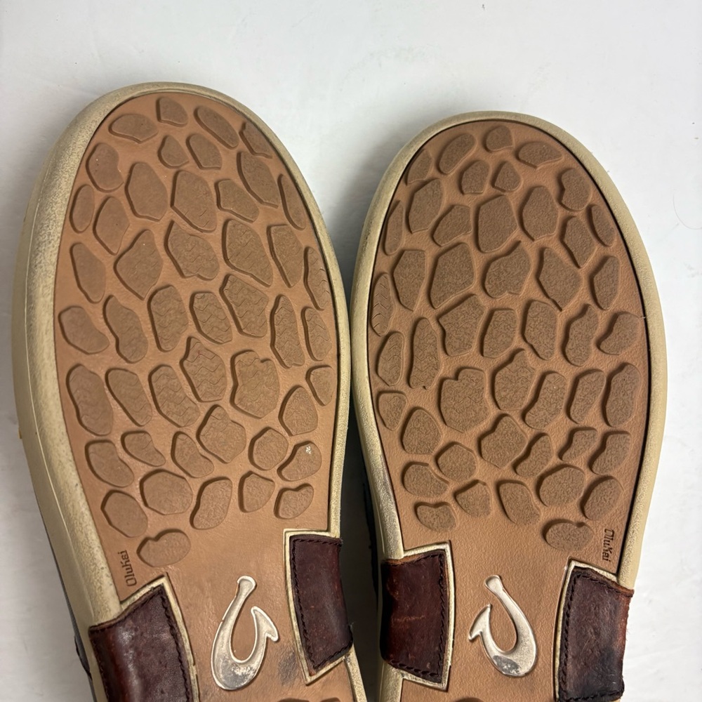 Olukai Kama’aina Men’s Slip on Loafers Brown Leather Tooled Size 9 - Picture 9 of 11